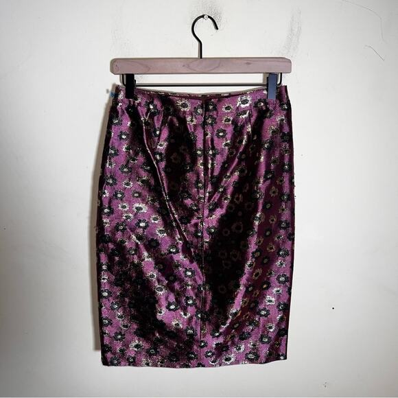 J.CREW metallic floral embroidered preppy pencil skirt 0 - Picture 7 of 7